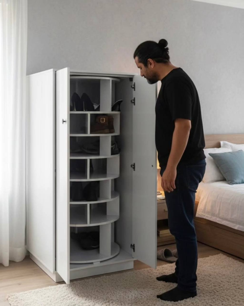Braviri Luxe Revolving Shoe Cabinet – Smart & Stylish Storage